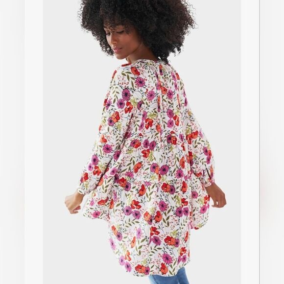 New Ellos Tiered Floral V-Neck Tunic Size 22/24 1X - Picture 1 of 7